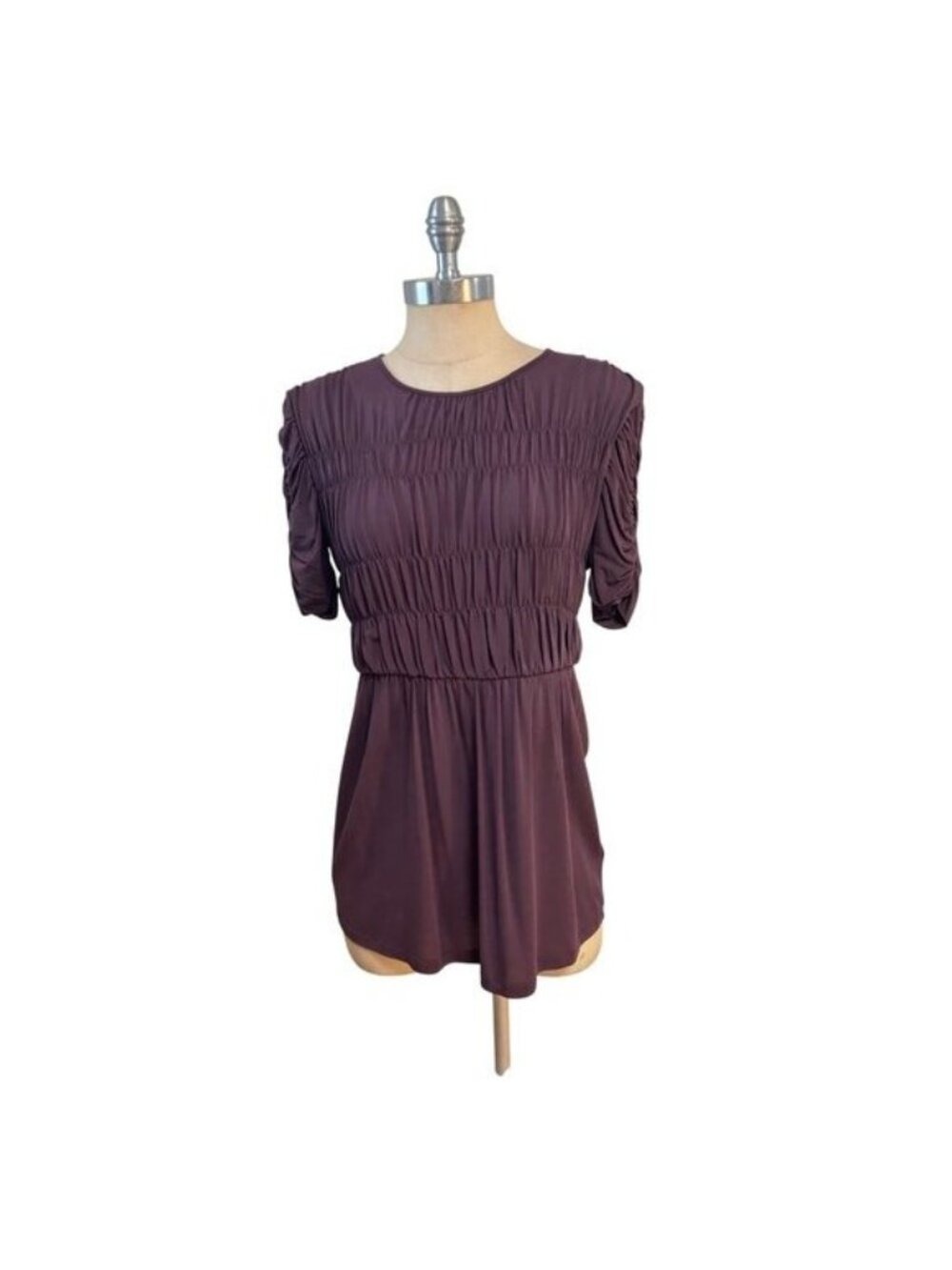 Burberry London $415 Ruched Dewberry Shirt Top Plum Purple Medium runs small